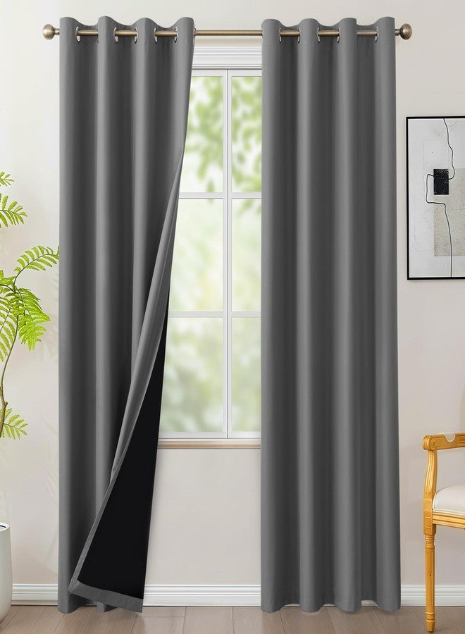 BONZER 100% Blackout Curtains 84 inches Long, 4 Panels Thermal Insulated Light Blocking Window Drapes, Total Privacy Room Darkening Curtain with Black Laminated Backing for Bedroom, Living Room, Grey - Image 1